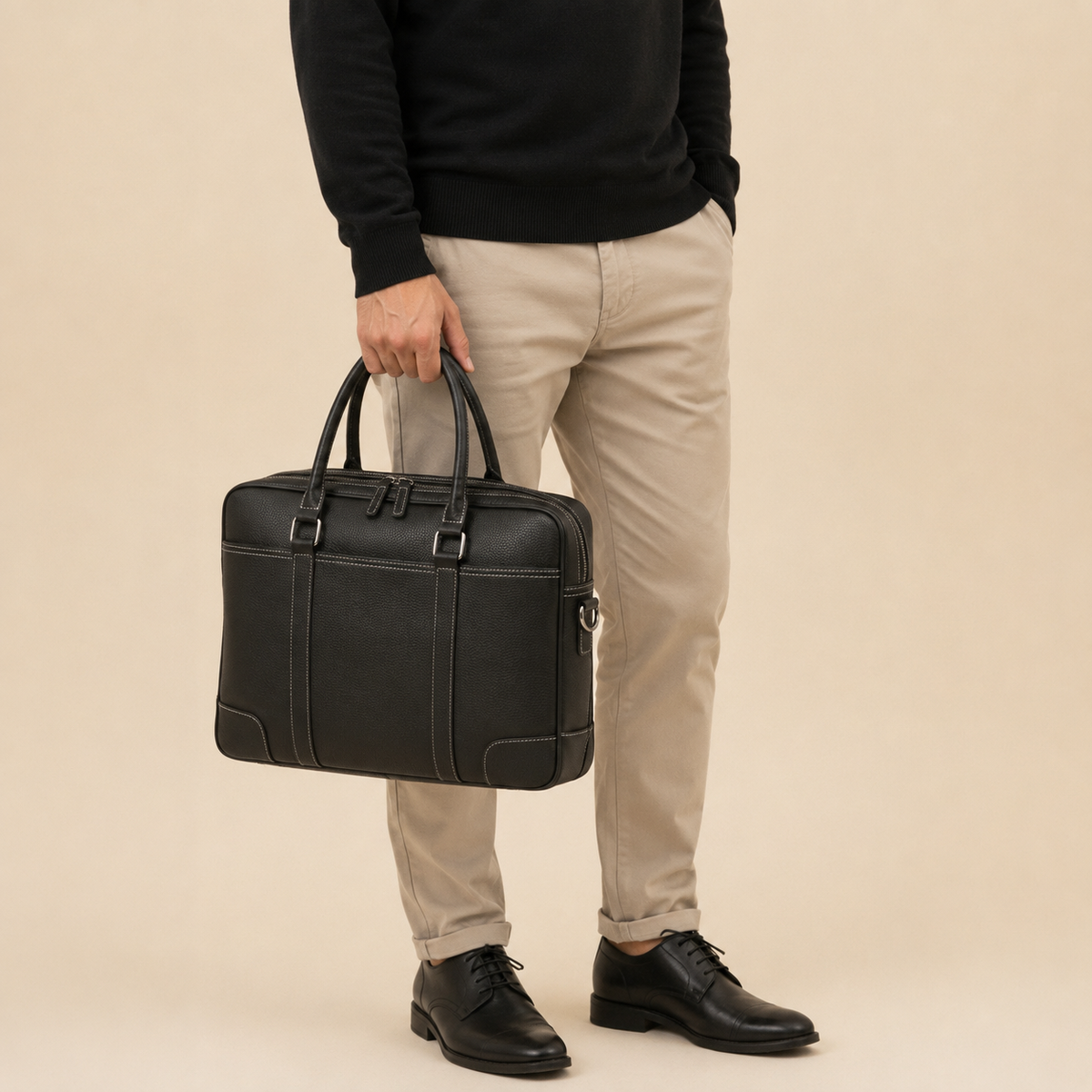Sac d'Affaires Cuir Véritable Organisé