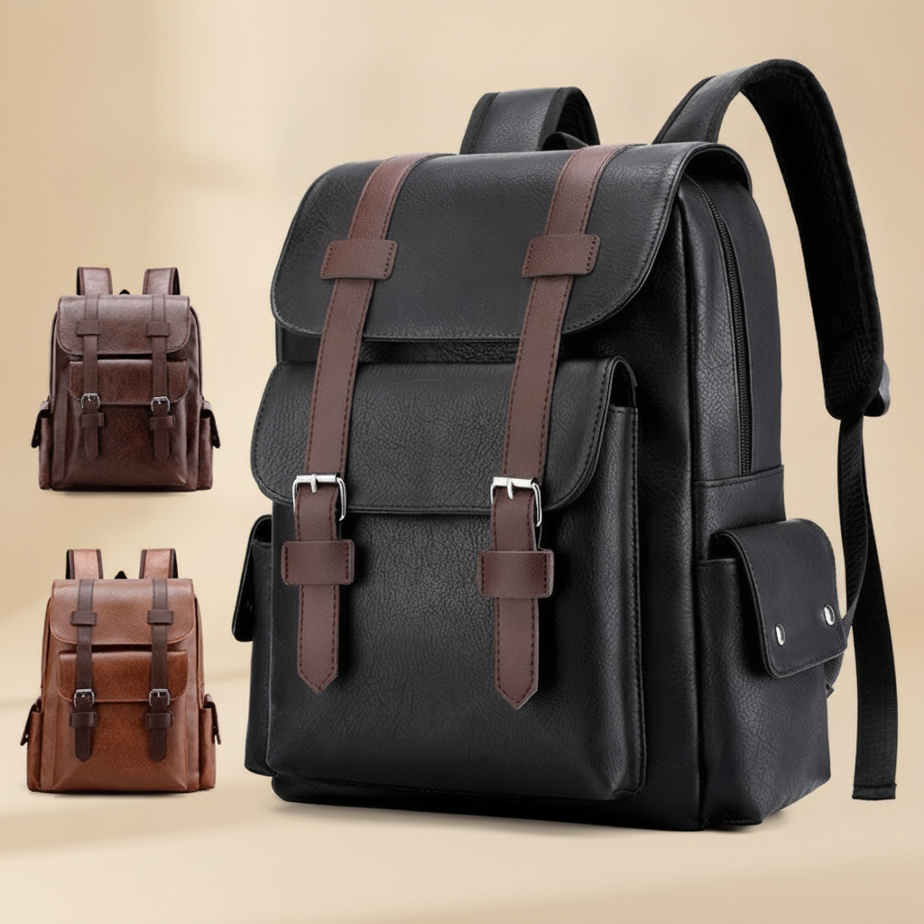Sac à Dos Homme Cuir PU Polyvalent