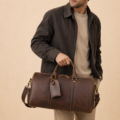Sac de Voyage Rétro Cuir Véritable Homme