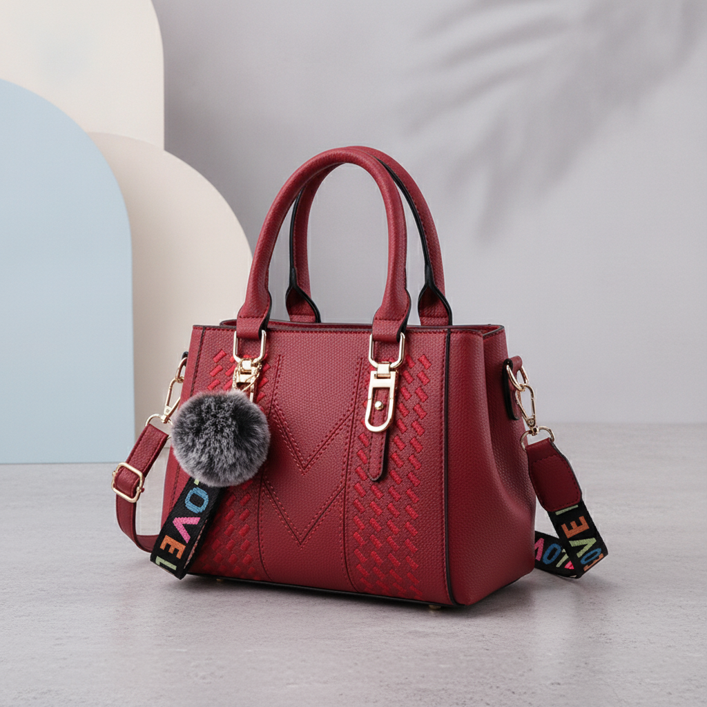 Sac cuir brodé bandoulière