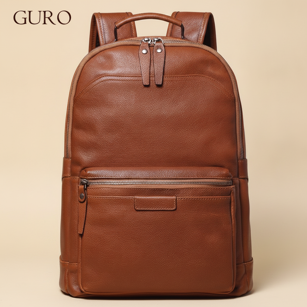 Sac à dos luxe cuir véritable GURO unisexe