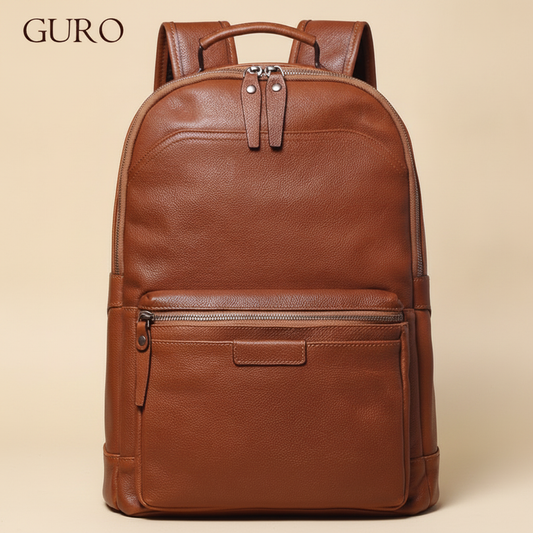 Sac à dos luxe cuir véritable GURO unisexe