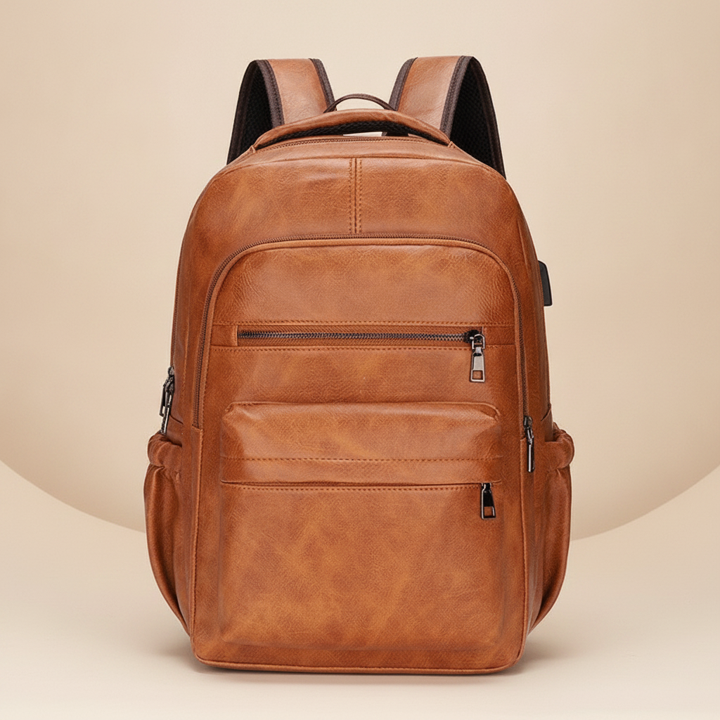 Sac à Dos Homme Cuir PU avec Port USB