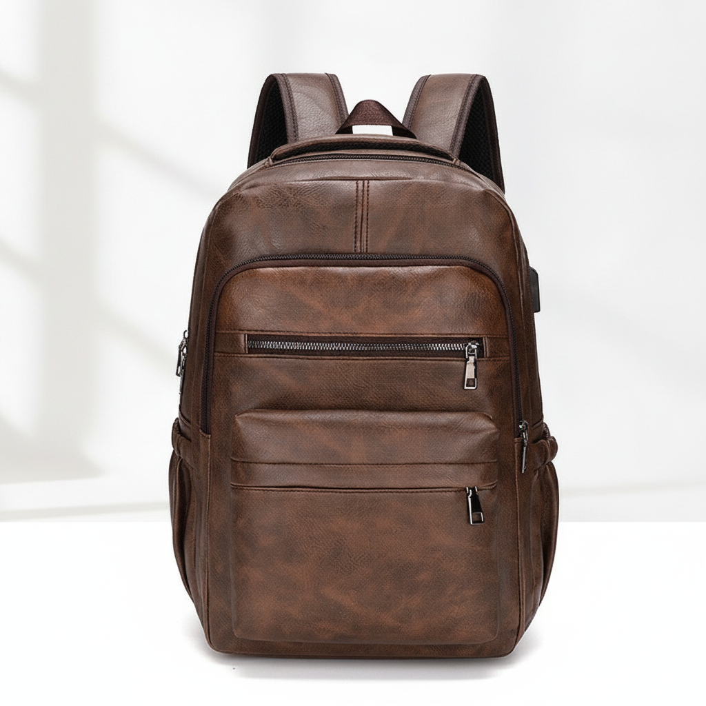 Sac à Dos Homme Cuir PU avec Port USB
