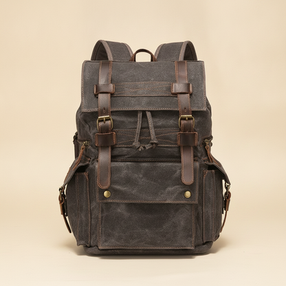 Sac à Dos Vintage Cuir & Toile Cirée Imperméable