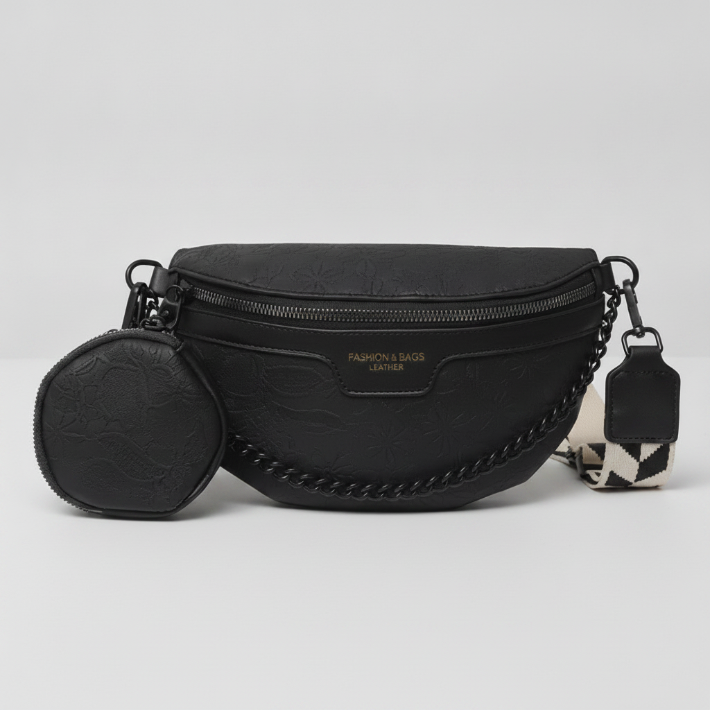 Sac Poitrine Rétro PU Brodé Femme