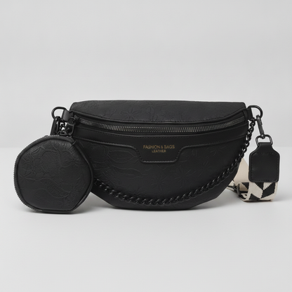 Sac Poitrine Rétro PU Brodé Femme