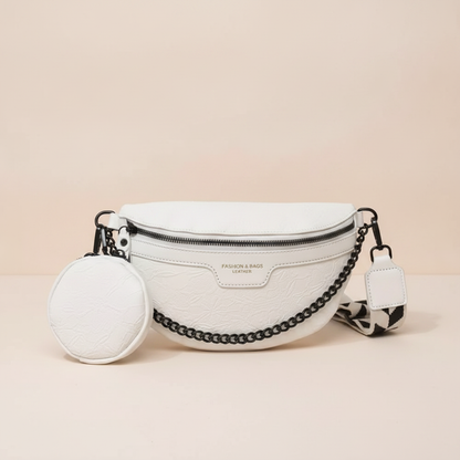Sac Poitrine Rétro PU Brodé Femme