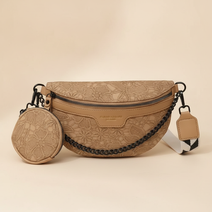 Sac Poitrine Rétro PU Brodé Femme