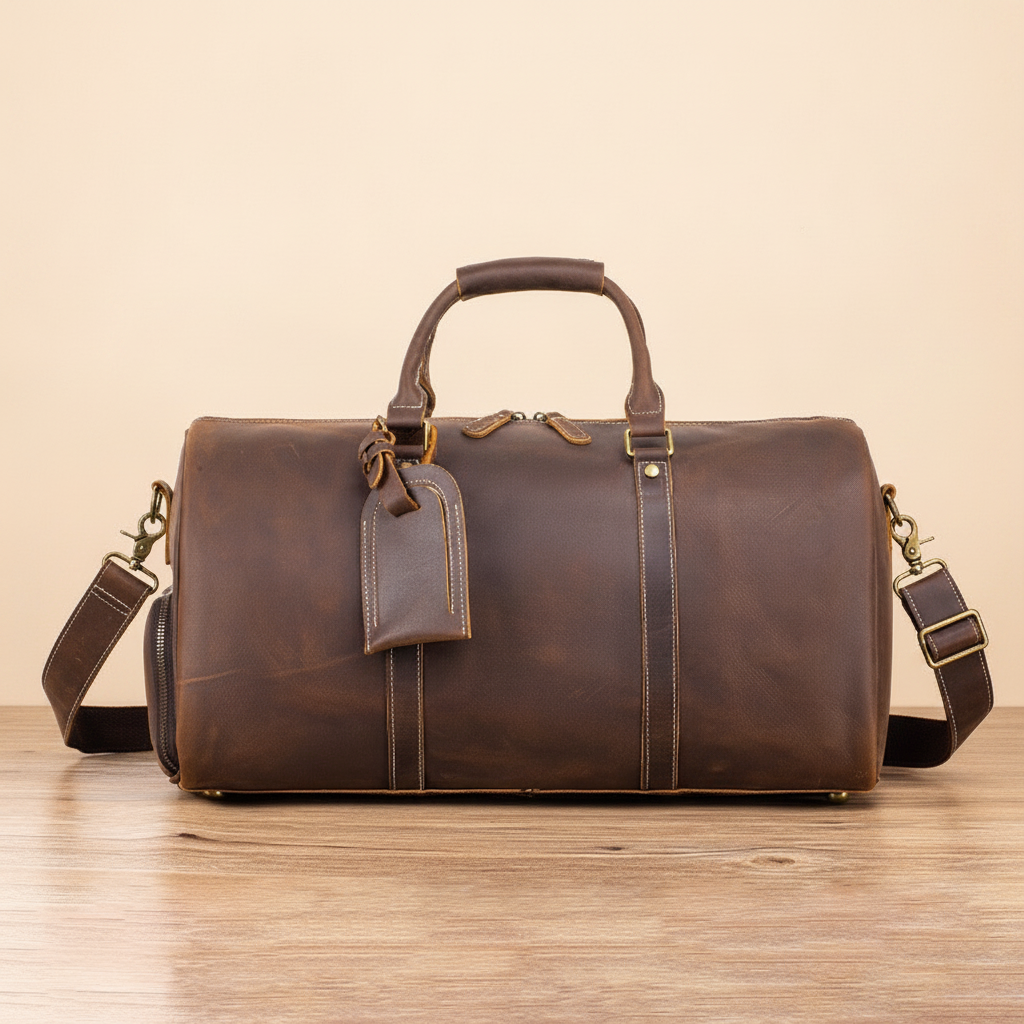 Sac de Voyage Rétro Cuir Véritable Homme