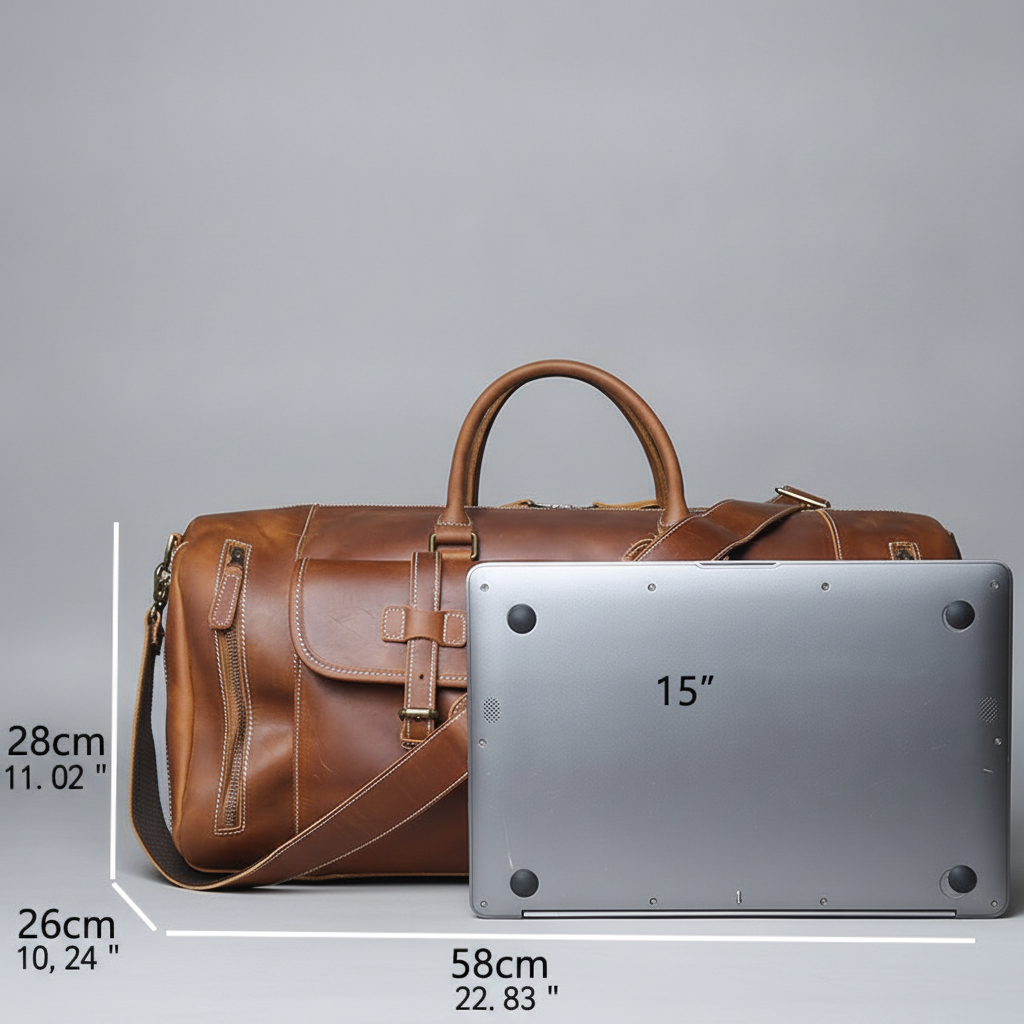 Sac Polochon Vintage Cuir Véritable NZPJ