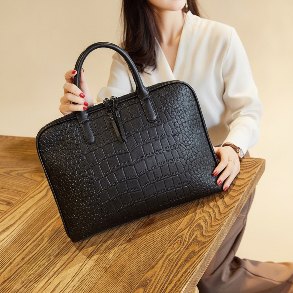 Sacoche Cuir PU Élégante pour Ordinateur Portable
